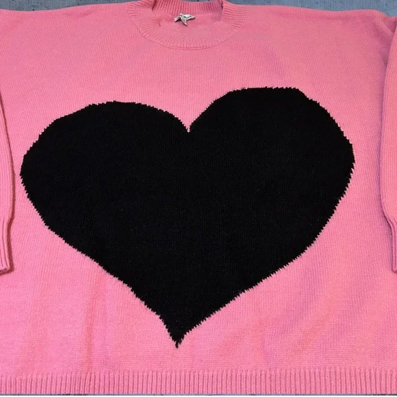 NWOT! WHITE BIRCH, WOMENS 3X LONG SLEEVE PULLOVER PINK SWEATER W/BLACK HEART. - Picture 6 of 14